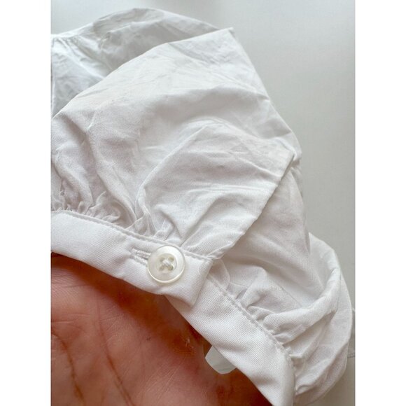 Aritzia SUNDAY BEST Jinx White Taffeta V-Neck Babydoll Peplum Blouse, Size M - Picture 10 of 13